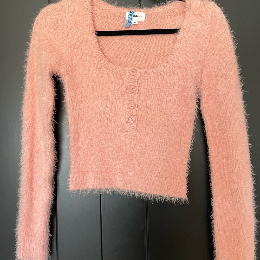 Superdown Scoopneck fuzzy long sleeve